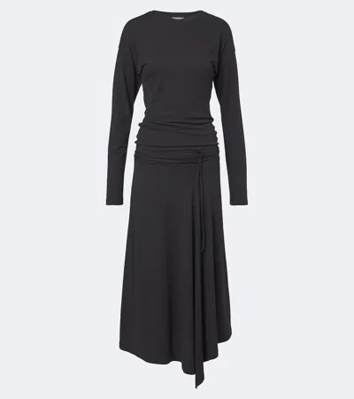 Lemaire Cotton Jersey Crêpe Midi Dress In Gray