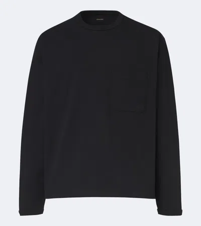 Lemaire Cotton Ribbed Crew Neck Long-sleeve T-shirt In Black