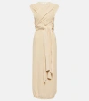 Lemaire Cotton Knit Wrap Midi Dress In Rosy White