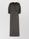 Lemaire Cotton Long Dress Side Slits In Brown