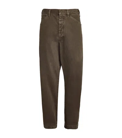 Lemaire Cotton Maxi Workwear Trousers In Brown