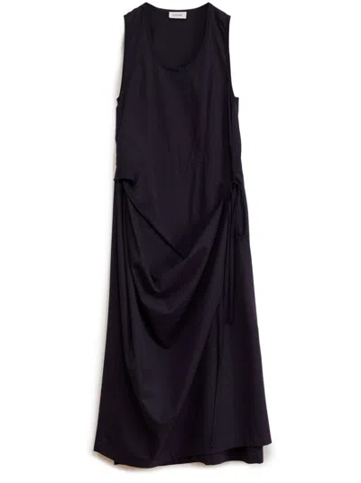Lemaire Sleeveless Cotton Wrap Dress In Blue