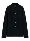 Lemaire Relaxed Fit Denim Shirt Featuring Front Pockets And Long Sleeves In Black