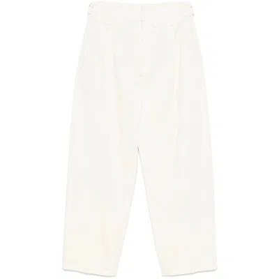 Lemaire Men Pleated Trousers Carrot In White