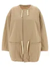 Lemaire Cotton Parka With Drawstring And Elasticated Hem In Beige
