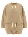 Lemaire Cotton Parka With Drawstring And Elasticated Hem In Beige