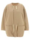 Lemaire Cotton Parka With Drawstring And Elasticated Hem In Beige