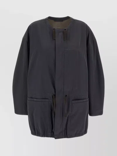Lemaire Cotton Parka With Drawstring And Elasticated Hem In Gray