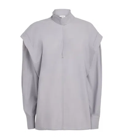 Lemaire Cotton Poplin Ascot Blouse In Gray