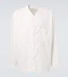 Lemaire White Poplin V-neck Shirt In Chalk