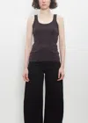 Lemaire Form-fitting Black Ribbed Tank Top With Scoop Neckline In Squid Ink