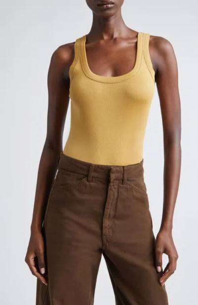 Lemaire Ribbed-knit Cotton Jersey Tank Top In Orange