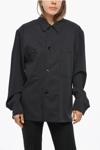 Lemaire Cotton Saharan Shirt With Hidden Buttoning In Black