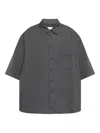 Lemaire Boxy Short-sleeved Shirt With Classic Collar In 灰色