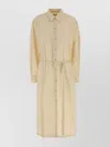 Lemaire Cotton Shirt Dress Featuring Belted Waist In Yellow