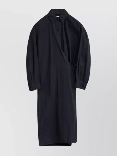 Lemaire Straight-collar Twisted Midi Dress In Blue