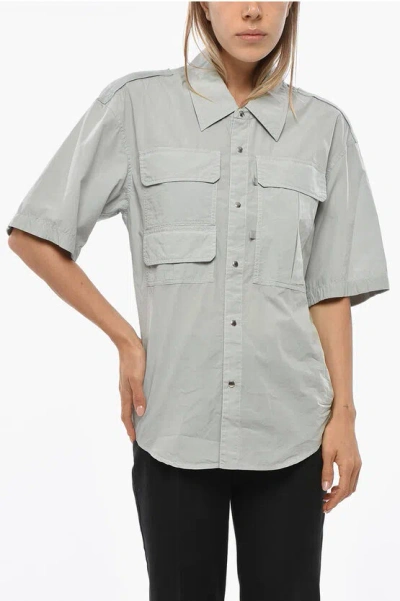 Lemaire Cotton Shirt With Utility Pockets In Neutral