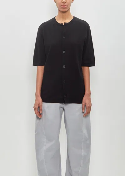 Lemaire Cotton Short Sleeve Overshirt In Black