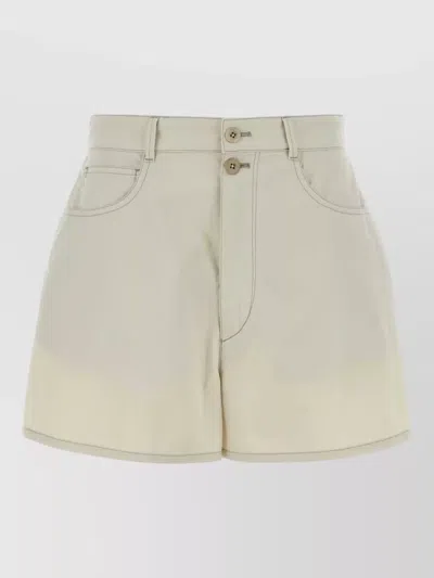 Lemaire Cotton Shorts Belt Loops Front Back Pockets In Neutral