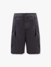 Lemaire Men Cotton Shorts With Maxi Pleats In Gray