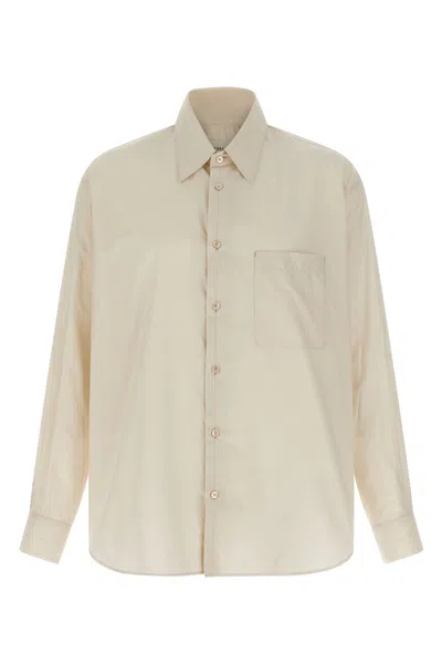 Lemaire Ivory Cotton Blend Solid Shirt In Neutral
