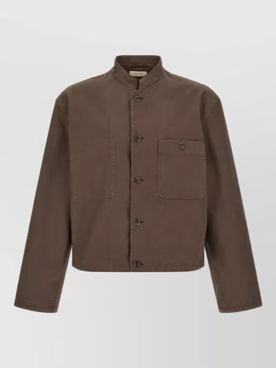 Lemaire Cotton Single-breasted Coat In Brown