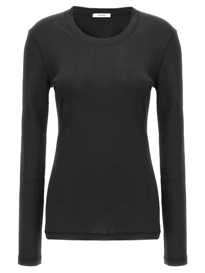 Lemaire Rib Cotton Long Sleeve T-shirt In Black