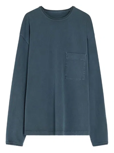 Lemaire Long-sleeve Pocket T-shirt In Blue