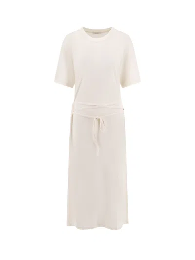 Lemaire Cotton T-shirt Dress With Belt In White