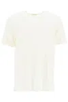 Lemaire Cotton T-shirt With Loose Fit And Round Neck In Light Cream (white)