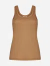 Lemaire Ribbed Cotton Tank Top In Burnt Sand