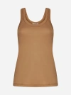 Lemaire Ribbed Cotton Tank Top In Burnt Sand
