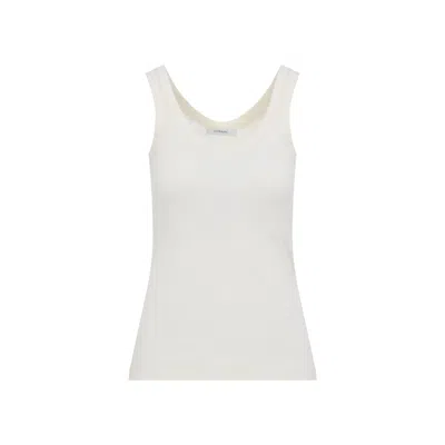 Lemaire Light Cream White Cotton Ribbed Tank Top