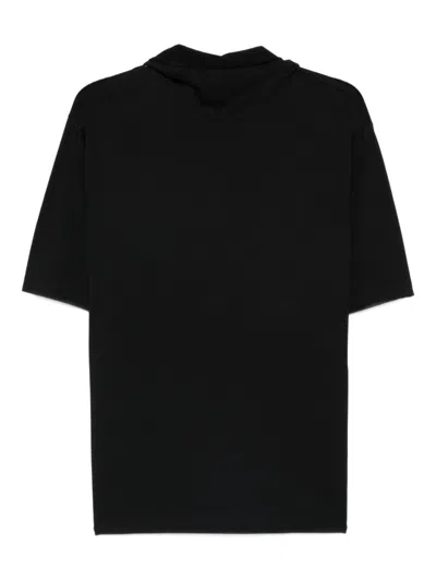 Lemaire Tie-detailed Cotton-jersey T-shirt In Black