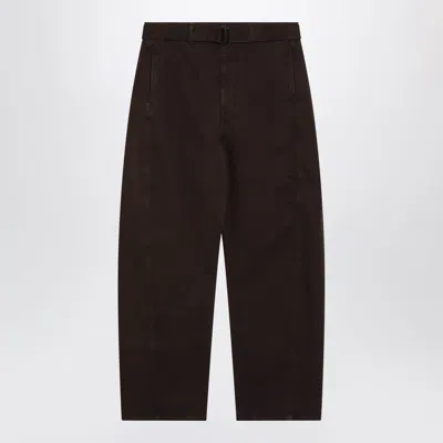 Lemaire Cotton Trousers With Belt In Brown