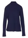 Lemaire Women Cotton Turtle-neck Sweater In Blue