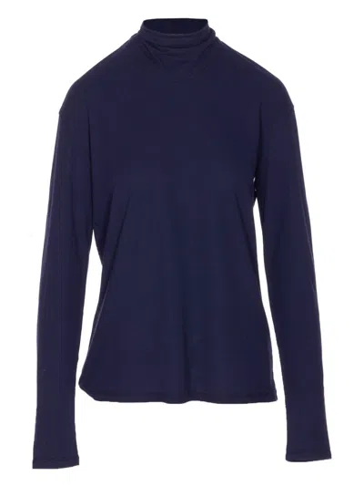 Lemaire Cotton Turtle-neck Sweater In Blue