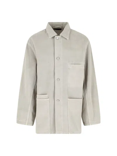 Lemaire Cotton Twill Jacket In Gray