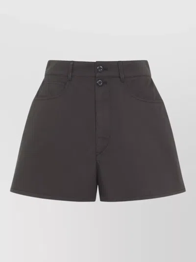 Lemaire Cotton Twill Shorts Relaxed Fit In Brown