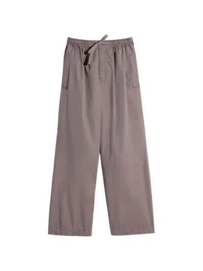 Lemaire Cotton Twill Trousers In Brown