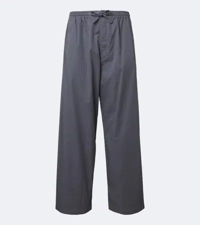 Lemaire Cotton Twill Wide-leg Pants In Black
