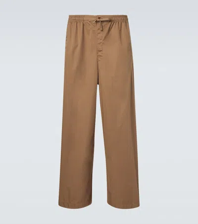 Lemaire Cotton Twill Wide-leg Pants In Brown