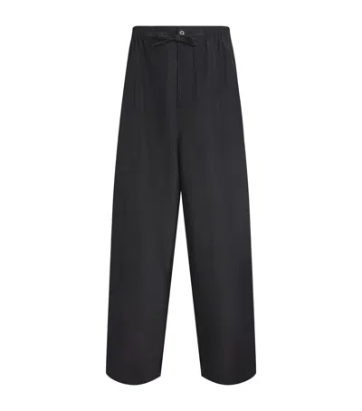 Lemaire Cotton Twill Wide-leg Trousers In Black