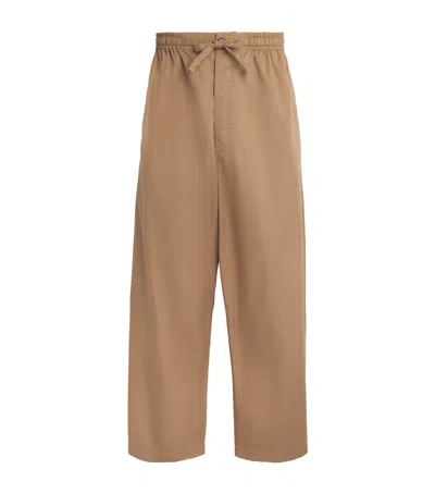 Lemaire Cotton Twill Wide-leg Trousers In Brown