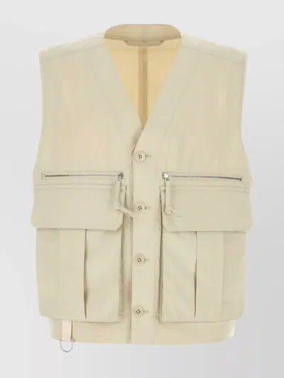 Lemaire Cotton Vest With V-neckline And Belt Detail
