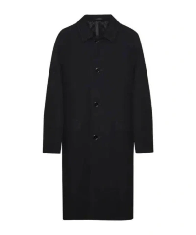Lemaire Cotton-wool Single Breasted Coat In Black