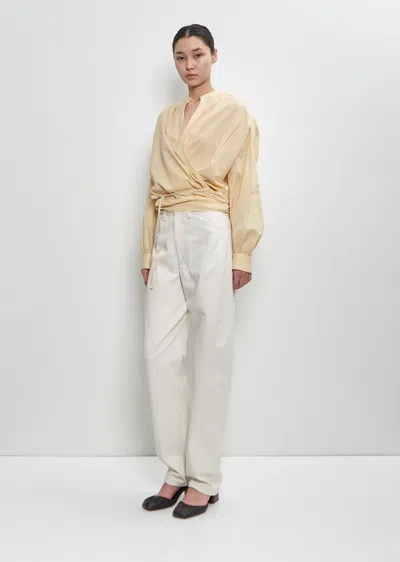 Lemaire Cotton Wrap Blouse In Ice Apricot