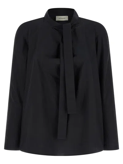Lemaire Cotton-silk Blend With Knotted Scarf Blouse In Black
