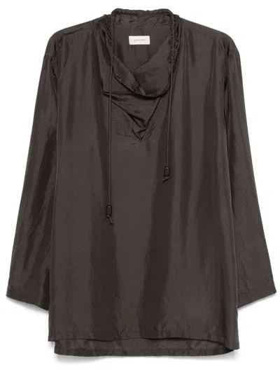 Lemaire Brown Silk Shawl Collar Top