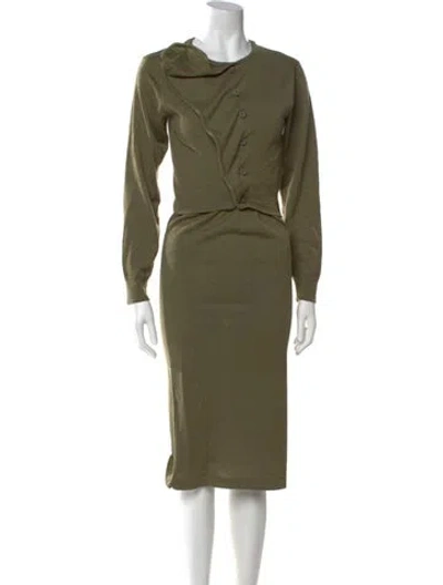 Pre-owned Lemaire Cowl Neck Midi Length Dress In Green